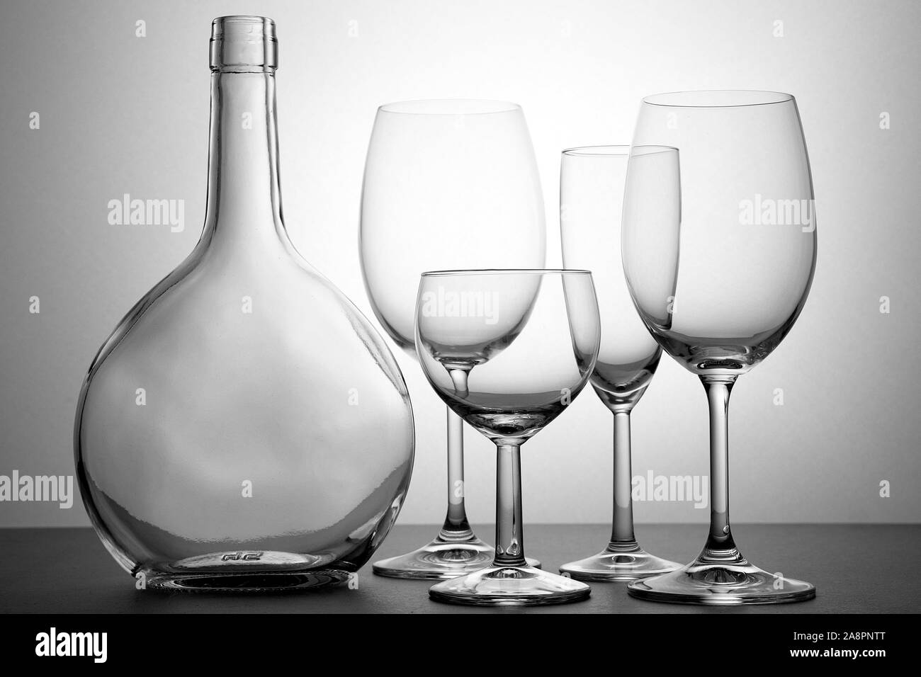 all shapes of glass cups, wine cups Stock Photo Alamy