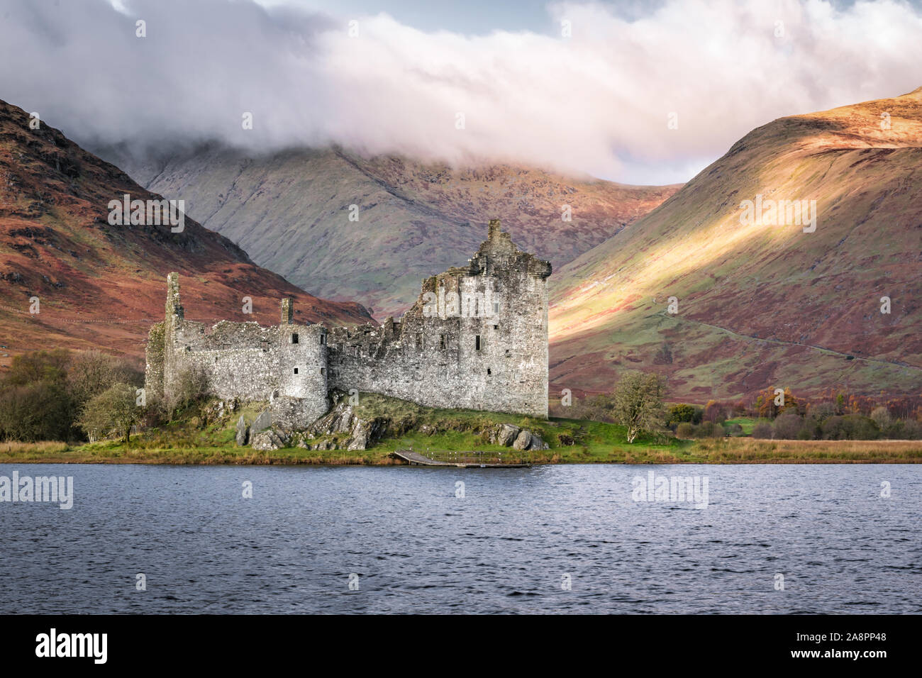 This is the ruins of Kilchurn Castle  on the edge of Loch Awe in the Scottish Highlands Stock Photo