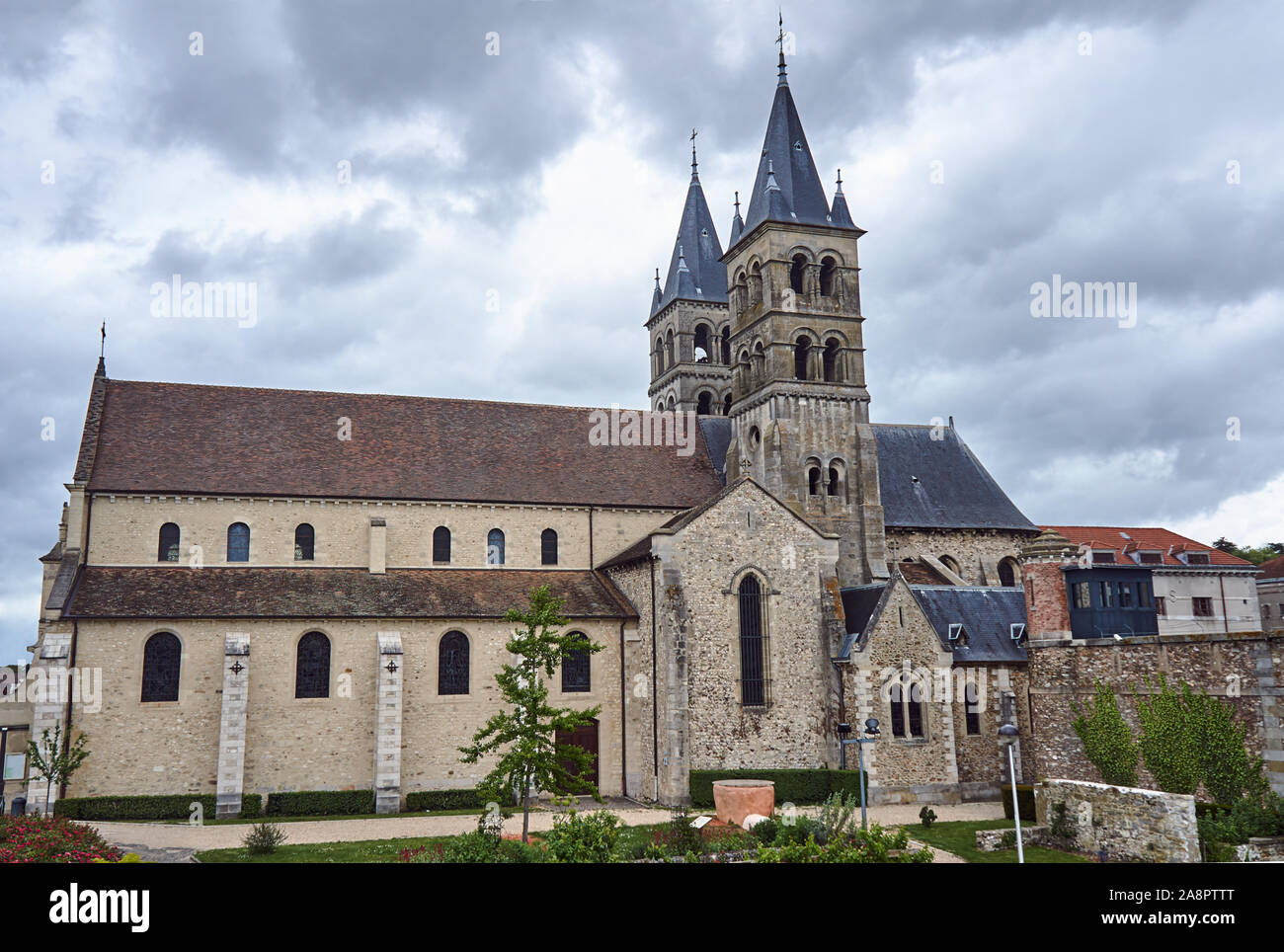gothic Collegiate Church of Notre-Dame de Melun, France Stock Photo
