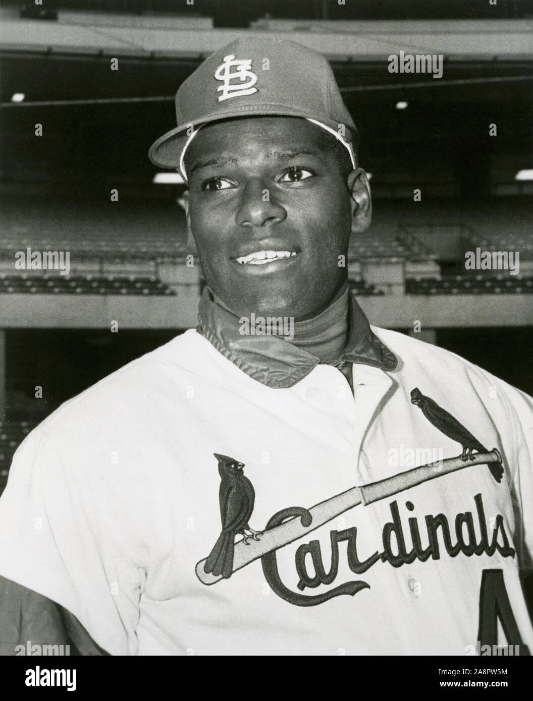 Vintage black and white photo of Hall of Fame pitcher Bob Gibson
