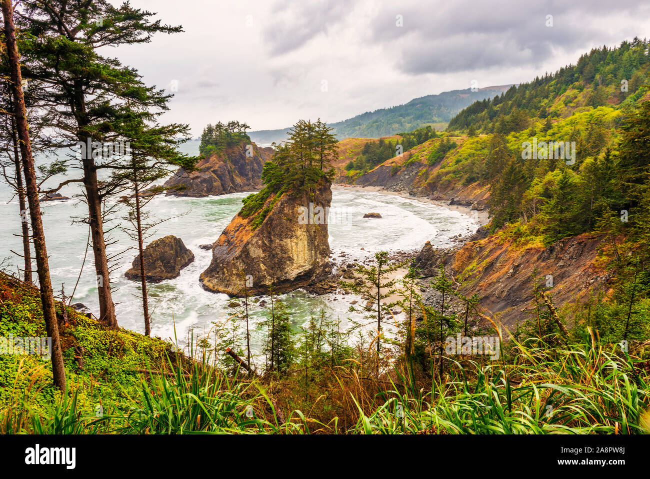 Arch Rock in Brookings Oregon USA Stock Photo