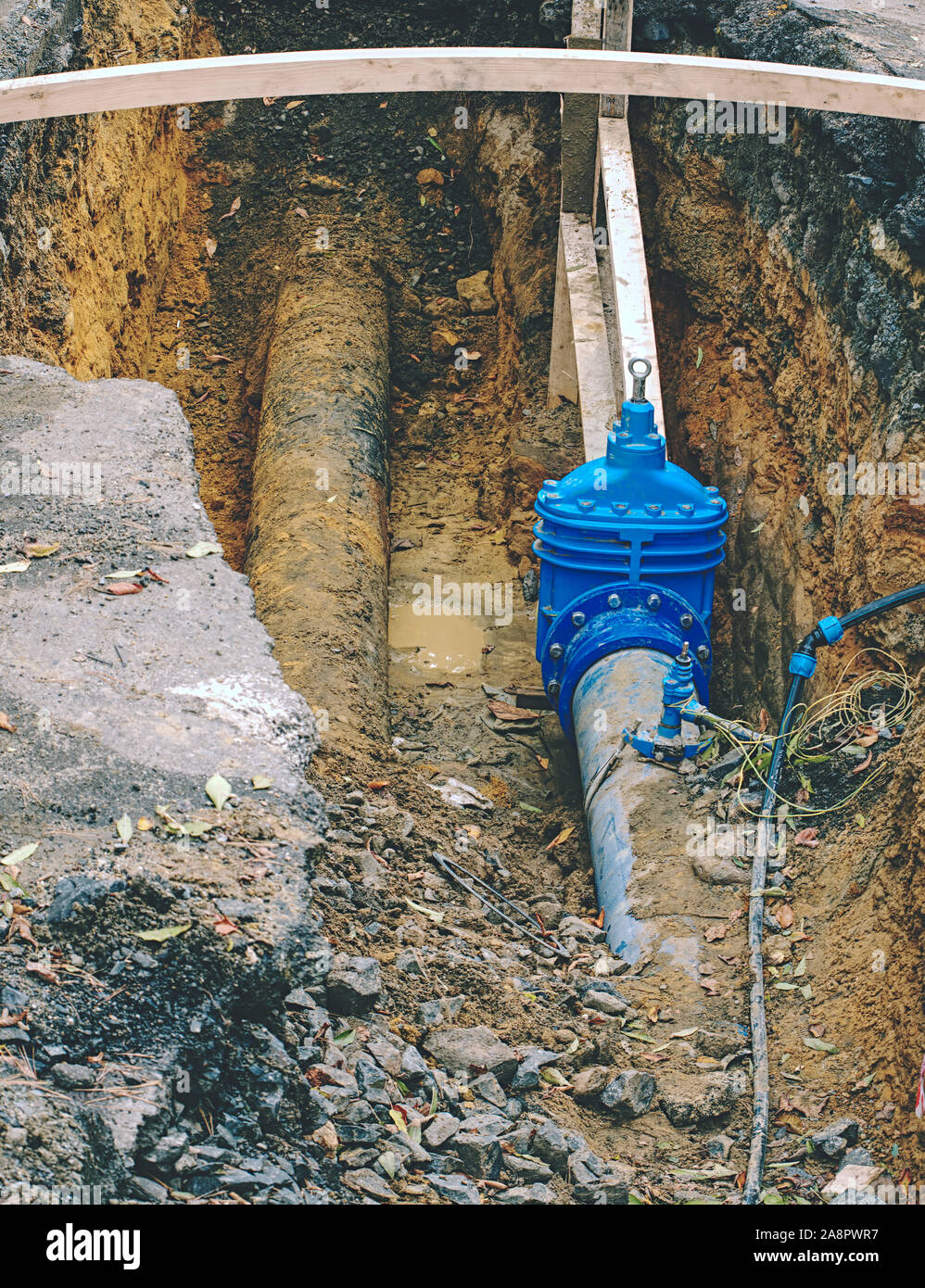 Drink Water Delivering in steel and PVC Plastic Pipes in Ground Hole