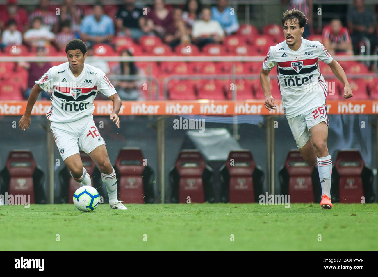 Sao Paulo Sp 10 11 2019 Sao Paulo Fc X Athletico Pr Gabriel Sara And Igor Gomes From Sao Paulo Fc During A Match Between Sao Paulo Fc Vs Athletico Pr Held