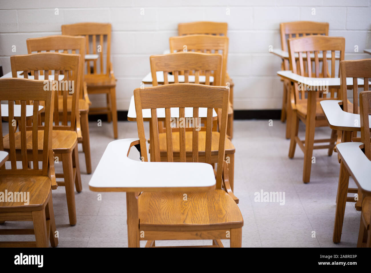 Empty School Desks Stock Photo