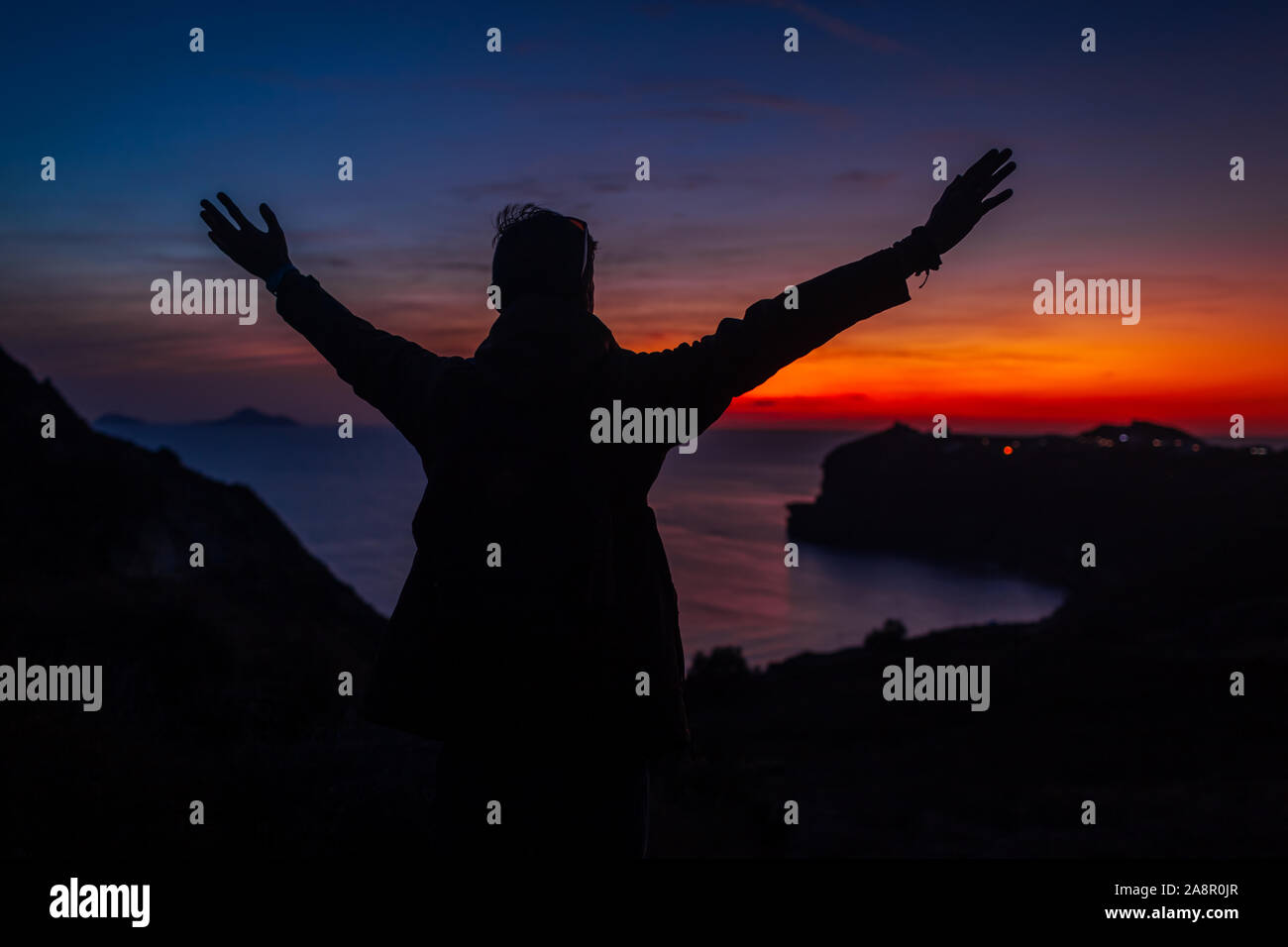 Happy hiker silhouette hi-res stock photography and images - Alamy