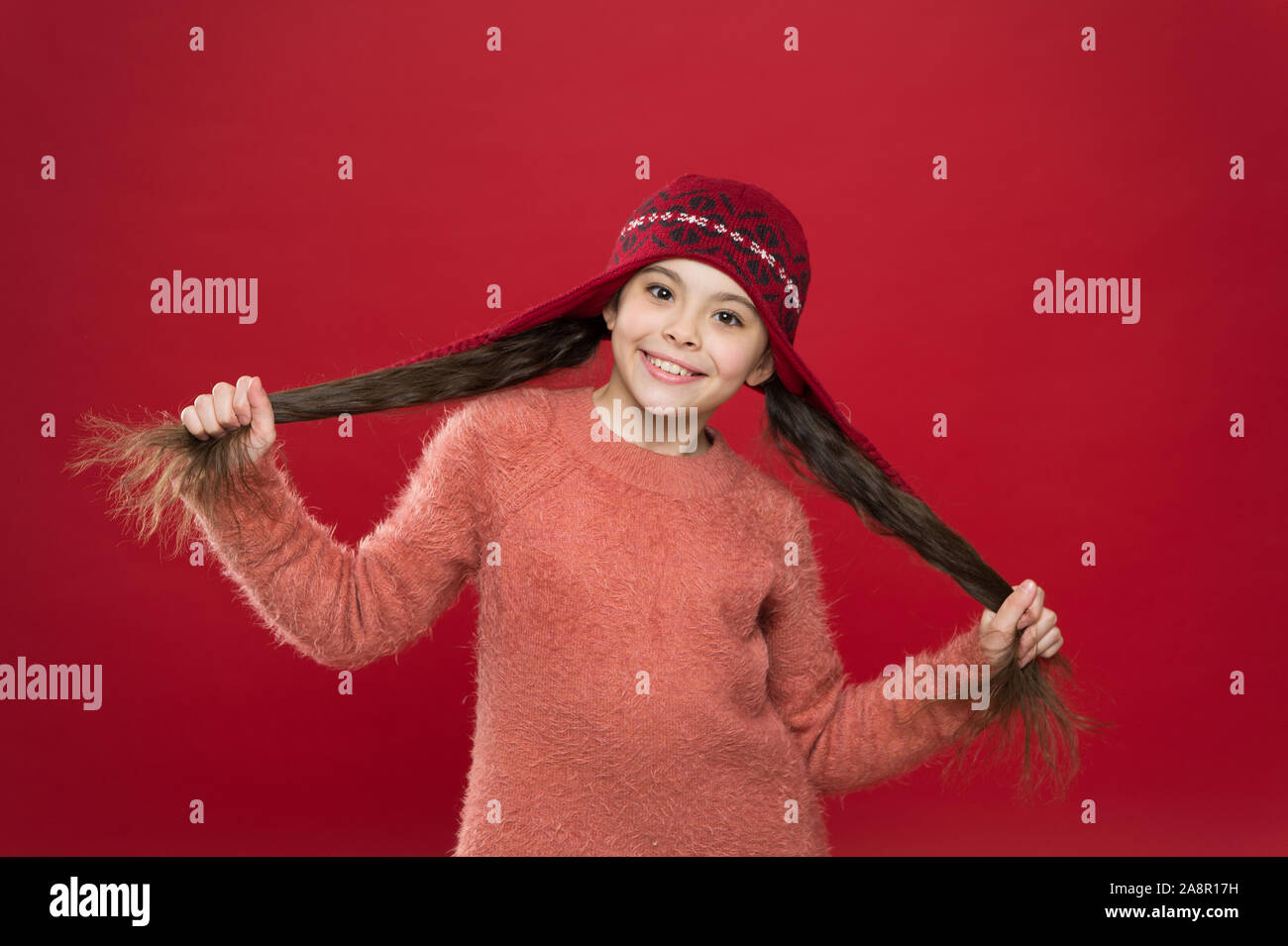 Healthier Hair From Root To Tip Happy Child Hold Long Hair Cute