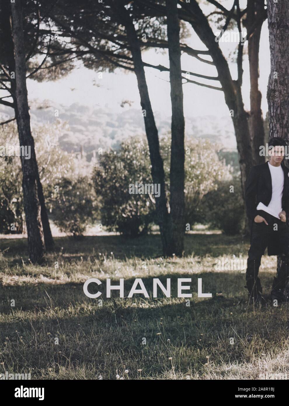 poster advertising CHANEL with Lily-Rose Depp in paper magazine from 2015,  advertisement, creative CHANEL advert from 2010s Stock Photo - Alamy