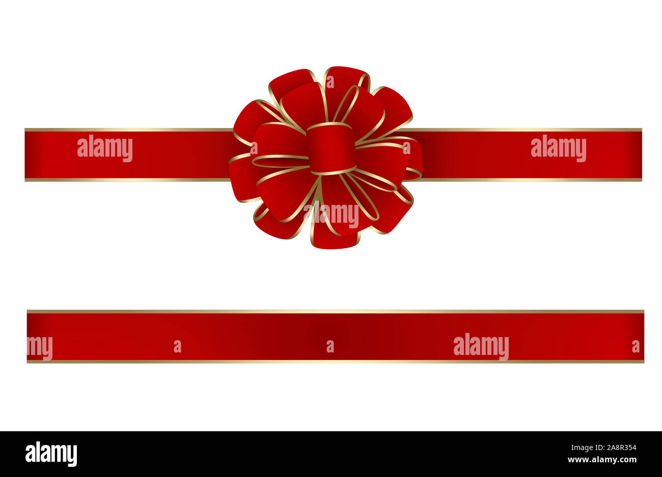 red and gold bow and ribbon for christmas and birthday decorations Stock Photo