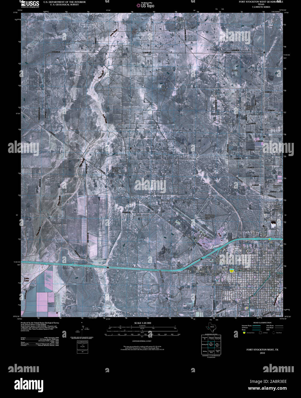 Usgs Topo Map Texas Tx Fort Stockton West 20100222 Tm Inverted Restoration 2A8R3EE 