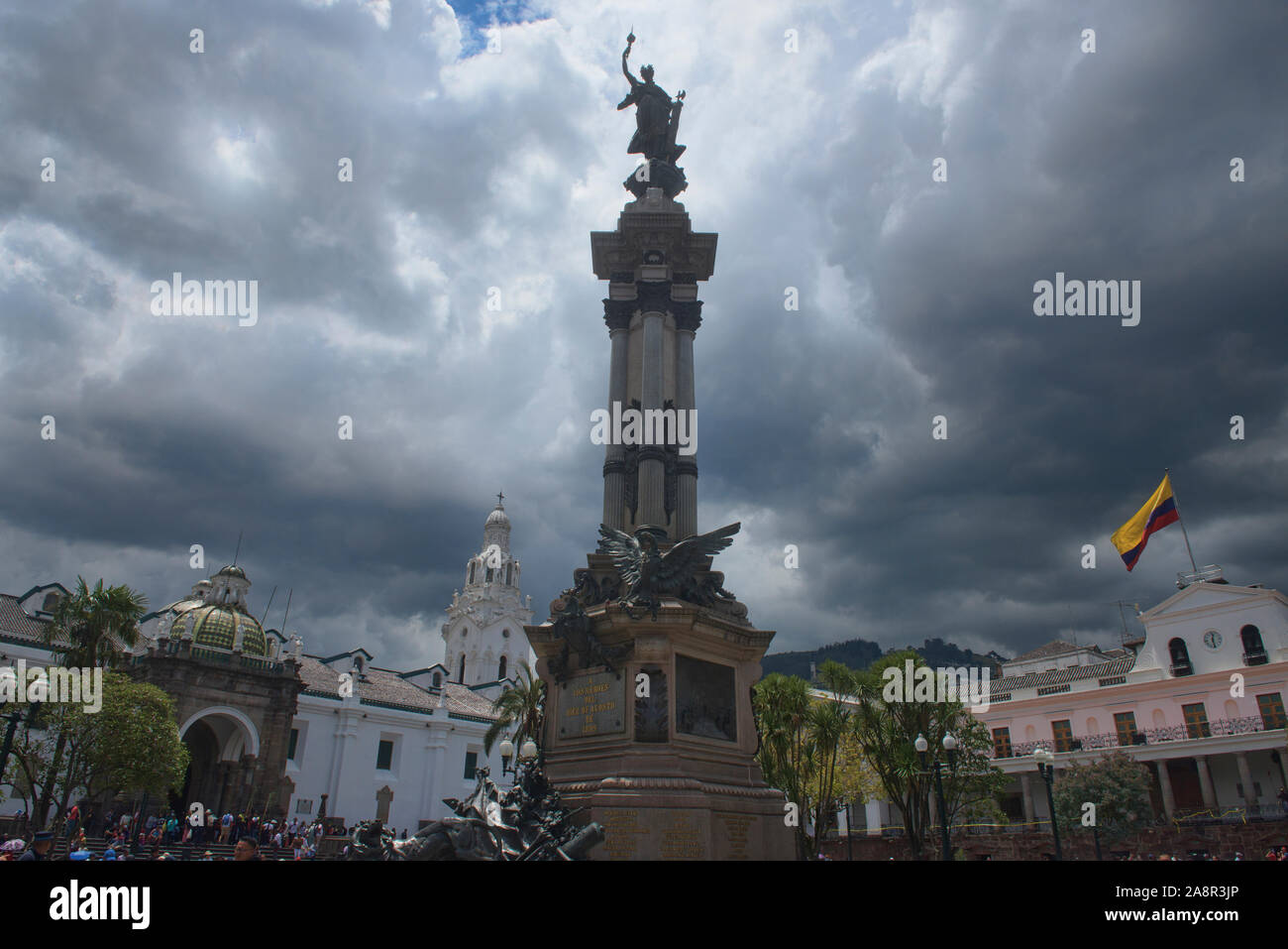 Plaza Grande (Independence Square) under storm clouds, Old Town Quito