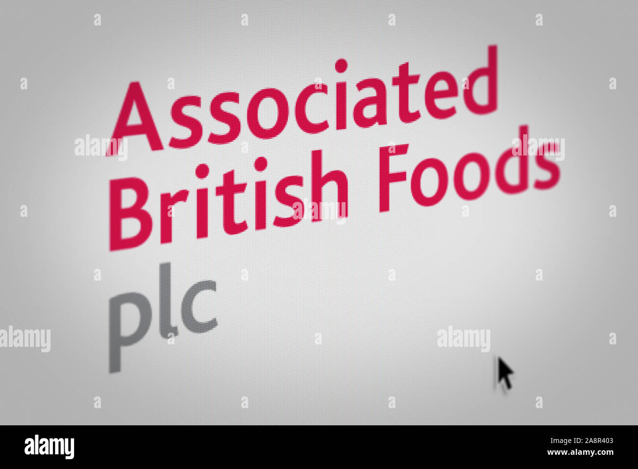 Logo of the public company Associated British Foods displayed on a computer screen in close-up. Credit: PIXDUCE Stock Photo