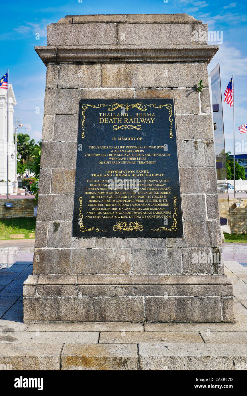 The Death Railway Memorial in Ipoh, Malaysia - a memorial to those who died during the construction of the railway by the Japanese Stock Photo