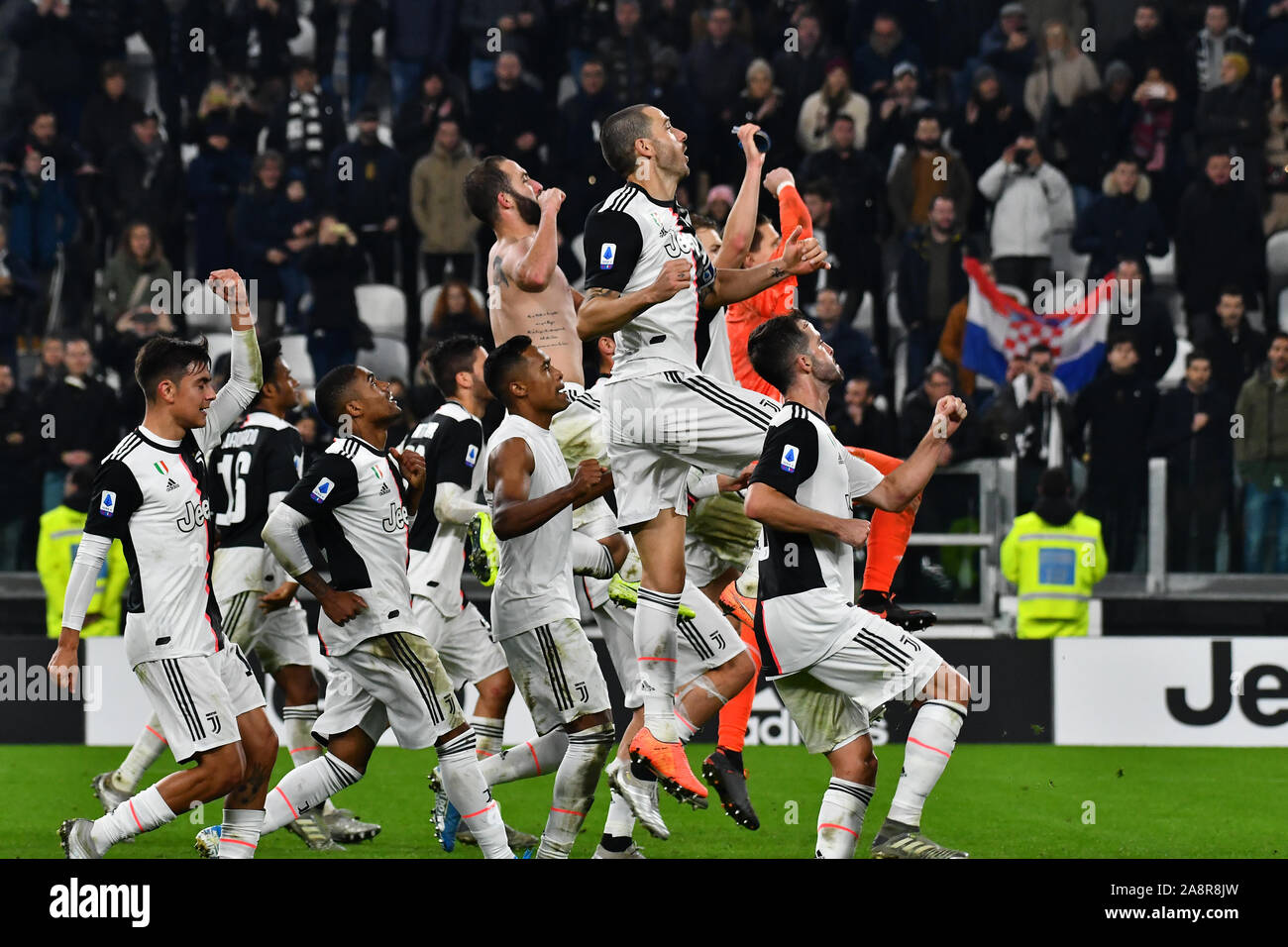 during the Serie A football match between Juventus FC and AC Milan at Allianz Stadium on 10th November, 2019 in Turin, Italy. Stock Photo