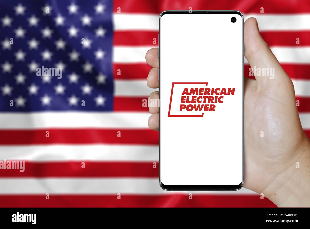 Logo of public company American Electric Power displayed on a