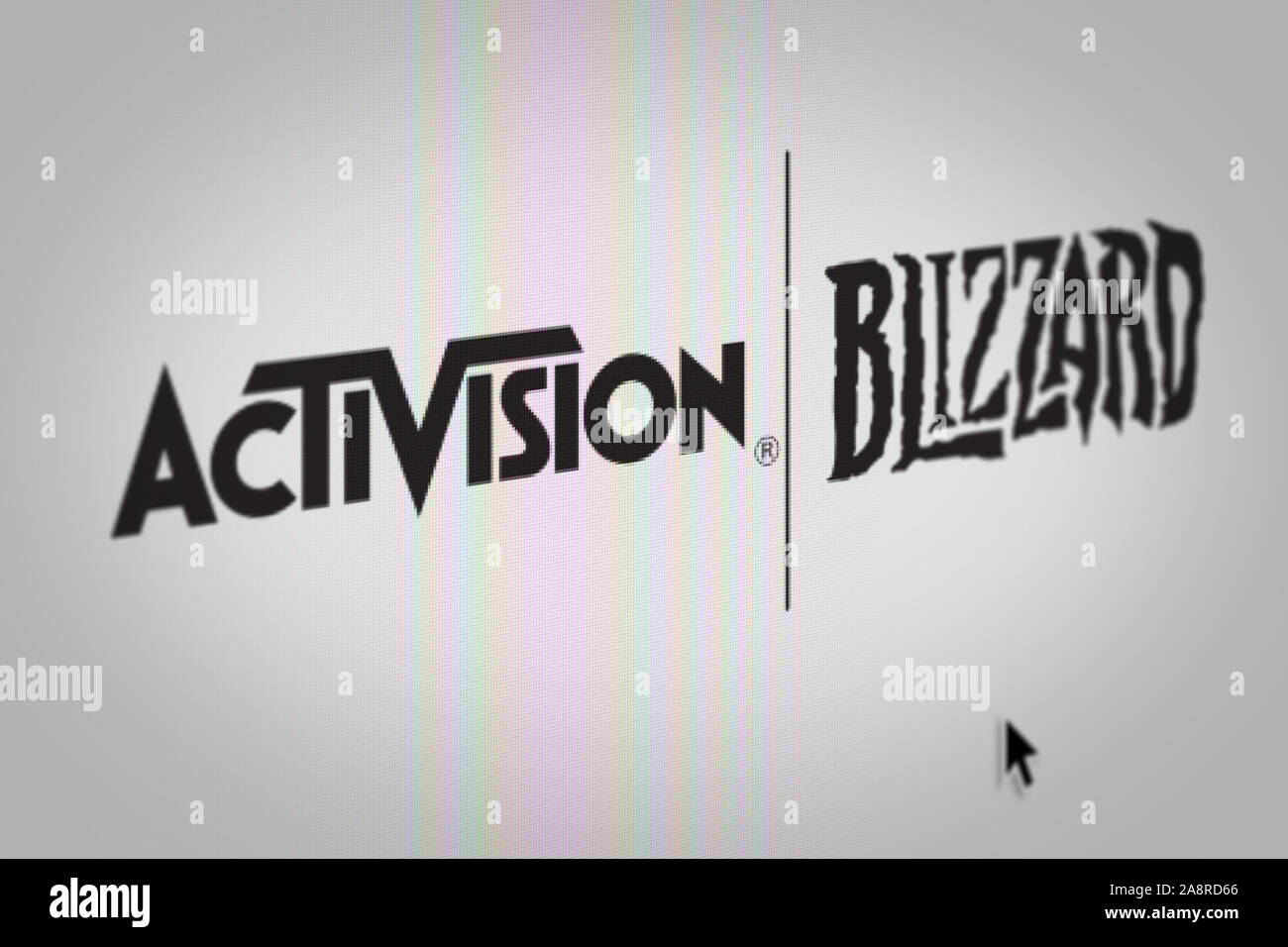 Logo of the public company Activision Blizzard displayed on a computer screen in close-up. Credit: PIXDUCE Stock Photo