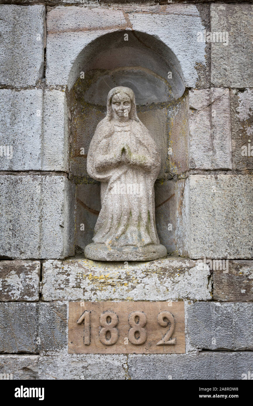 Detail of the fuente sagrada at the Church of Santa María in A Fonsagrada. The town, which owes its name to the fountain, falls along the Camino Primi Stock Photo
