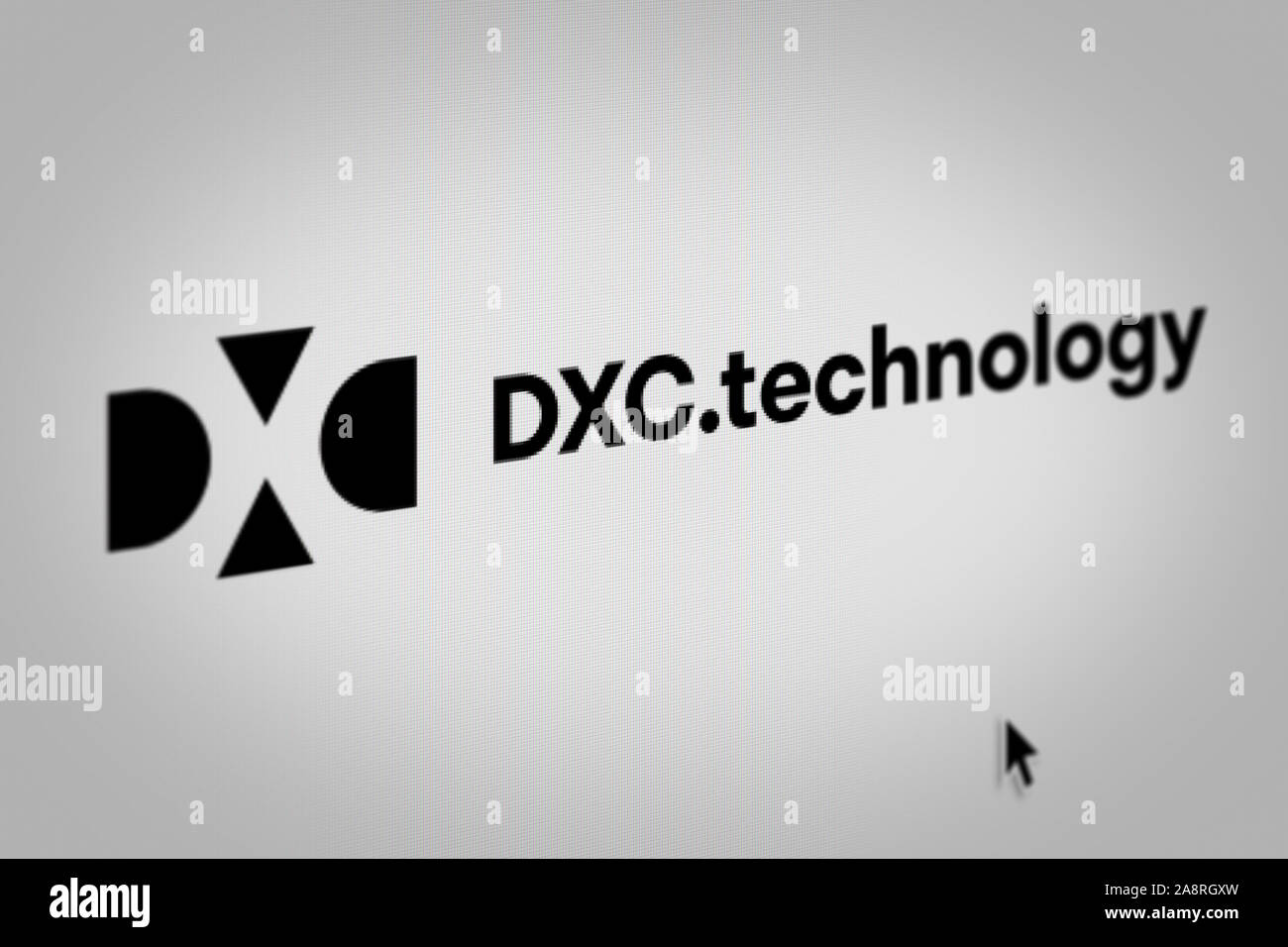 Logo of the public company DXC Technology displayed on a computer screen in  close-up. Credit: PIXDUCE Stock Photo - Alamy