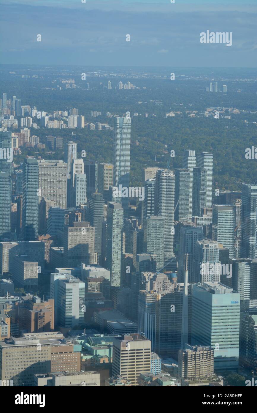View of Toronto, Ontario, Canada as seen from atop the CN Tower Stock ...