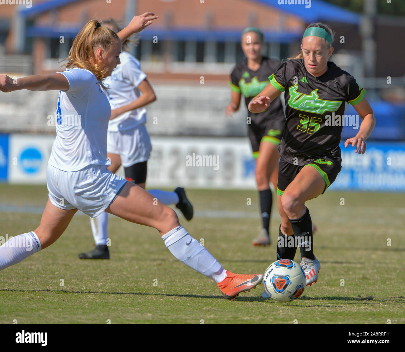 Memphis, TN, USA. 10th Nov, 2019. South Florida forward, Sydny Nasello (35), in action during the NCAA Women's Soccer Championship match between the University of South Florida Bulls and the University of Memphis Tigers at The University of Memphis in Memphis, TN. Kevin Langley/Sports South Media/CSM/Alamy Live News Stock Photo