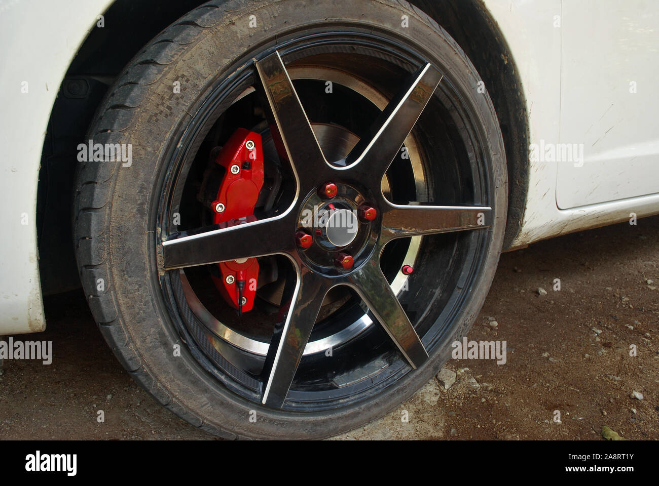 Alloy wheels and brakes and vehicle stop systems Stock Photo Alamy