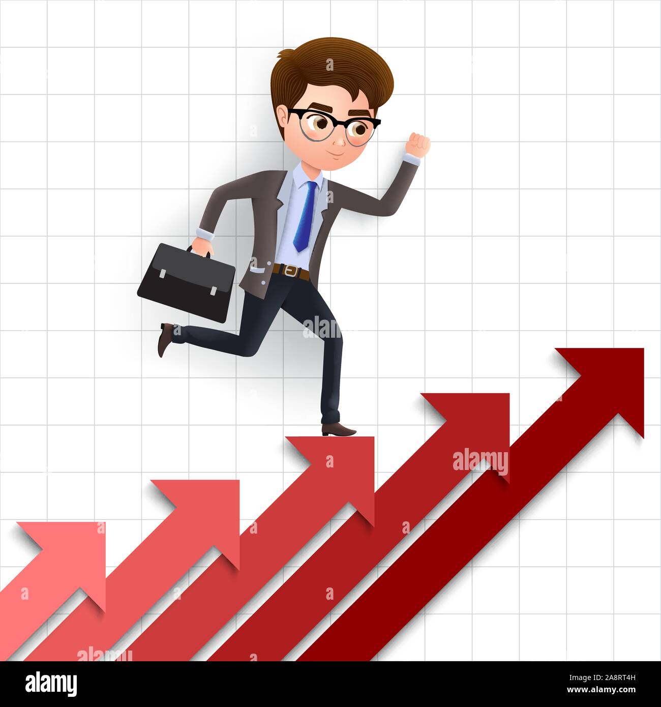 Business achievement vector character concept. Male business character