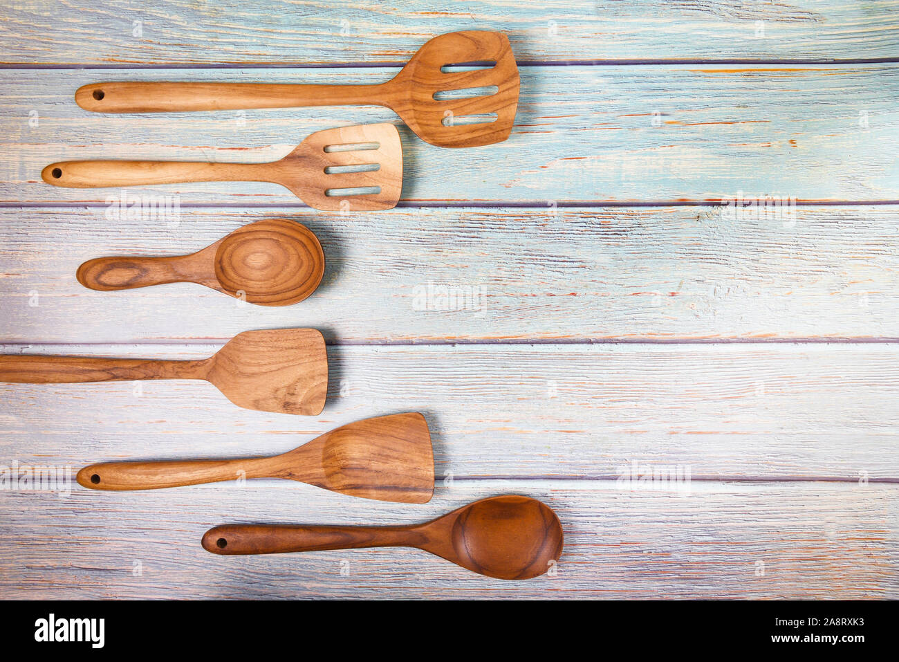 Natural Kitchen Tools Wood Products Kitchen Utensils Background With Spoon Ladle Spatula Various Sizes Object Utensil Wooden Concept Selective Foc Stock Photo Alamy