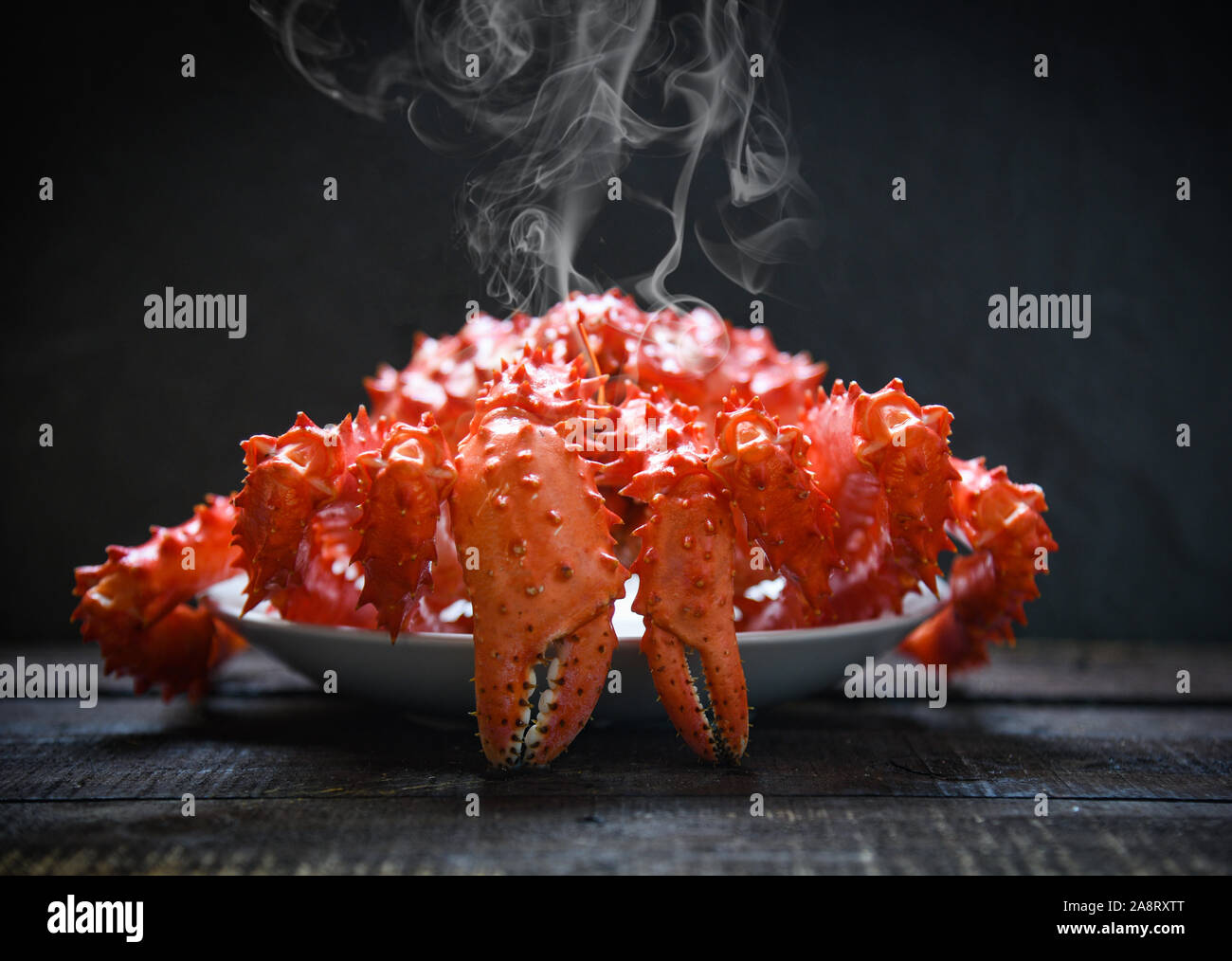 Red crab hokkaido / Alaskan king crab cooked steam or boiled seafood on