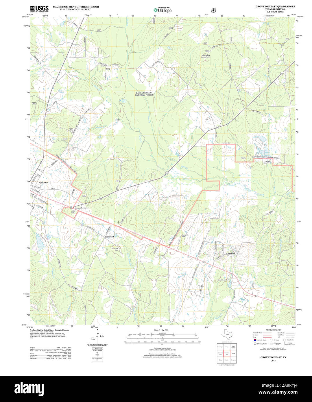 USGS TOPO Map Texas TX Groveton East 20130131 TM Restoration Stock Photo