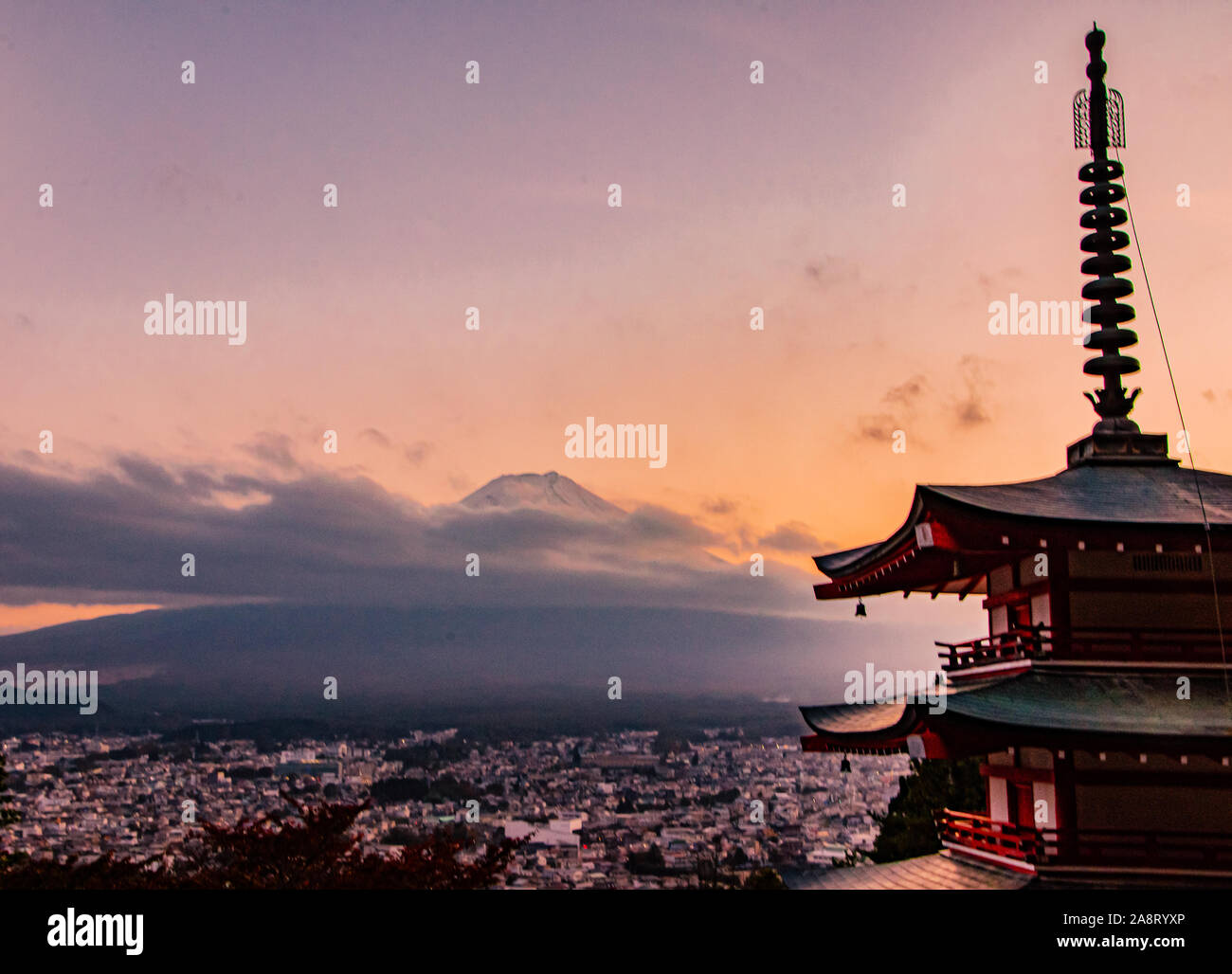 Chureito pagoda, Mount Fuji views in Fujiyoshida Stock Photo