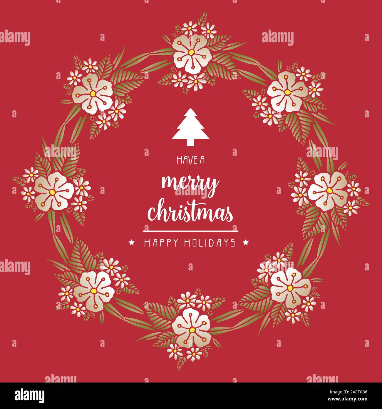 Poster of christmas happy holiday, with leaf flower frame plant ...