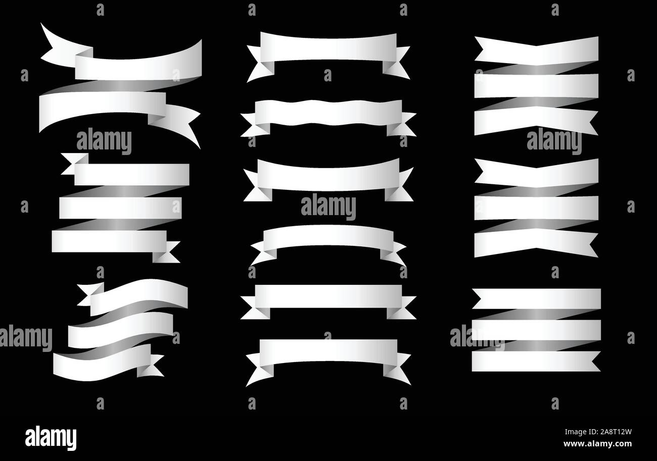 Vector flat set ribbons Black and White Stock Photos & Images - Alamy