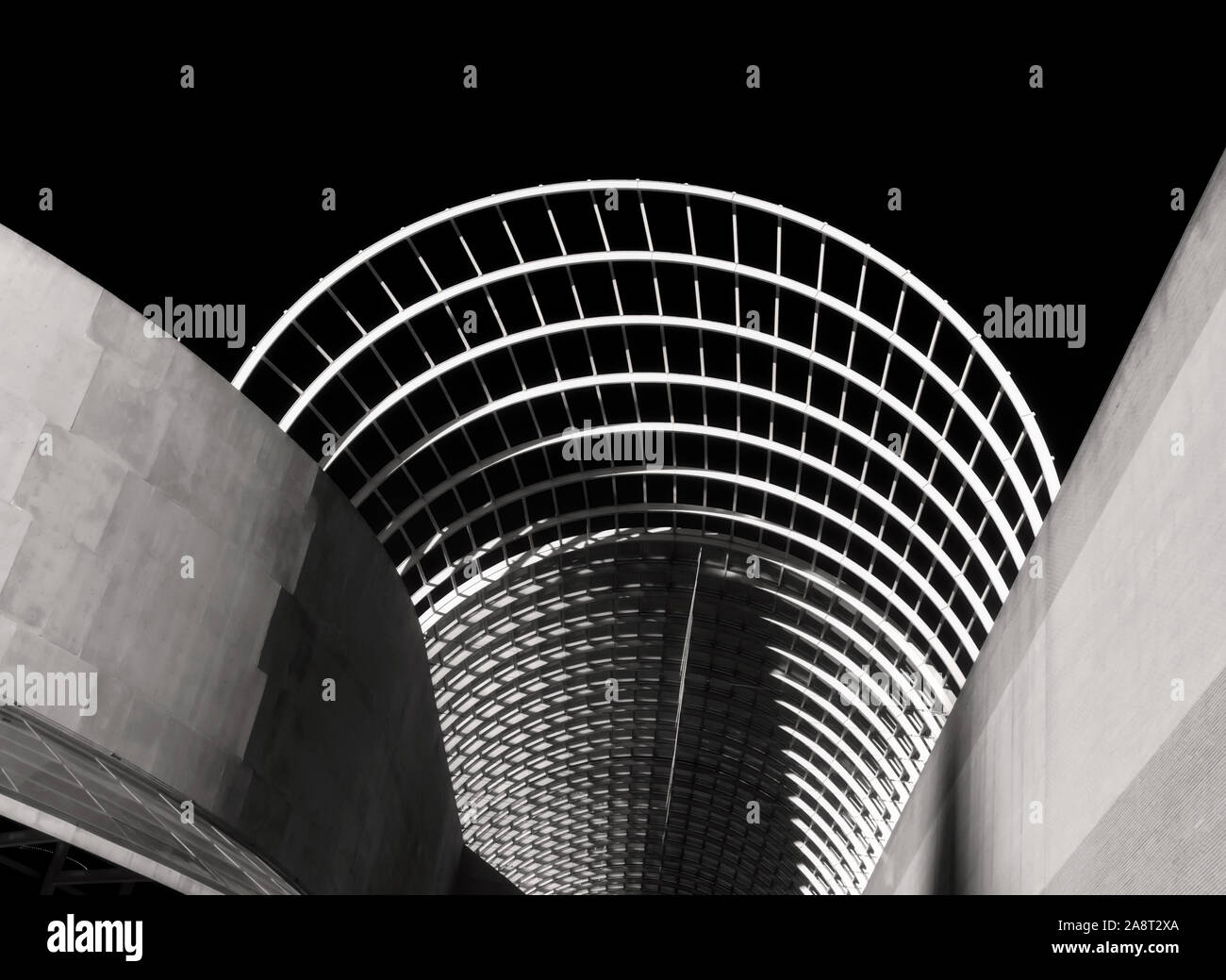 Urban black and white abstract silhouette, modern architecture, Denver, Colorado. Stock Photo