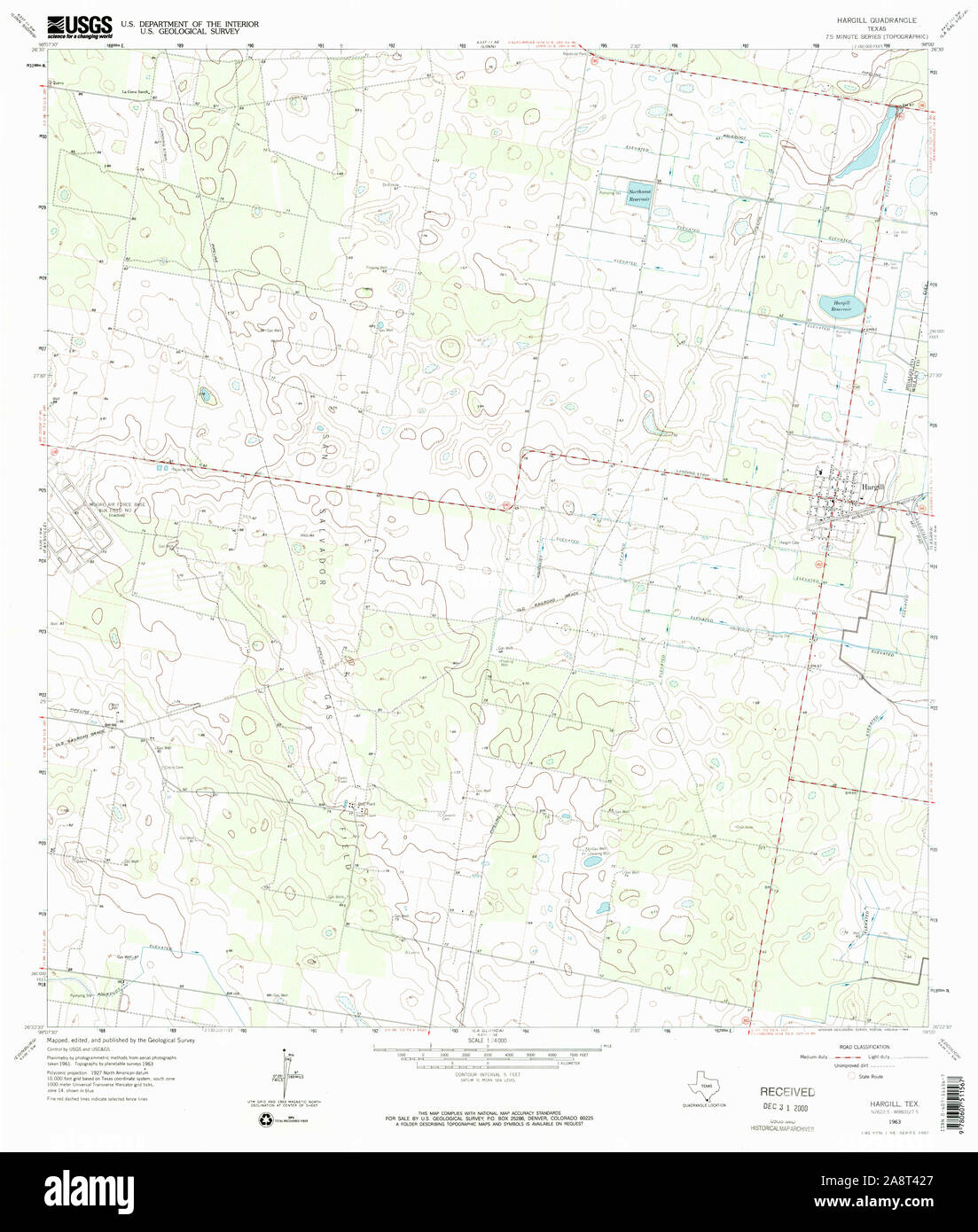 USGS TOPO Map Texas TX Hargill 110583 1963 24000 Restoration Stock