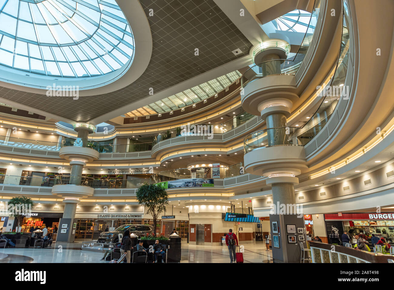 Hartsfield-Jackson Atlanta International Airport domestic terminal atrium in Atlanta, Georgia. (USA) Stock Photo