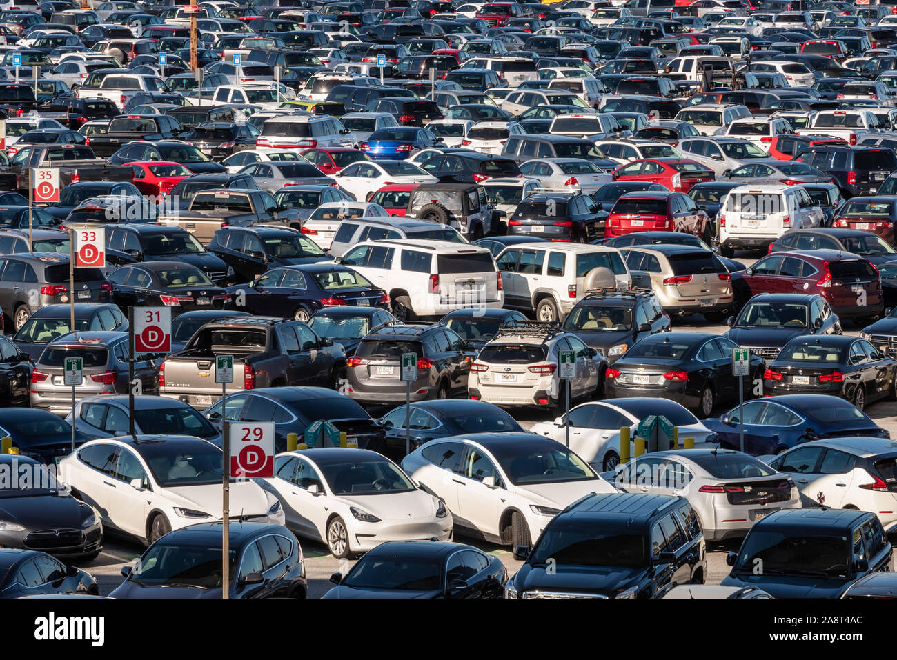 Full parking lot at Hartsfield-Jackson Atlanta International Airport in Atlanta, Georgia. (USA) Stock Photo