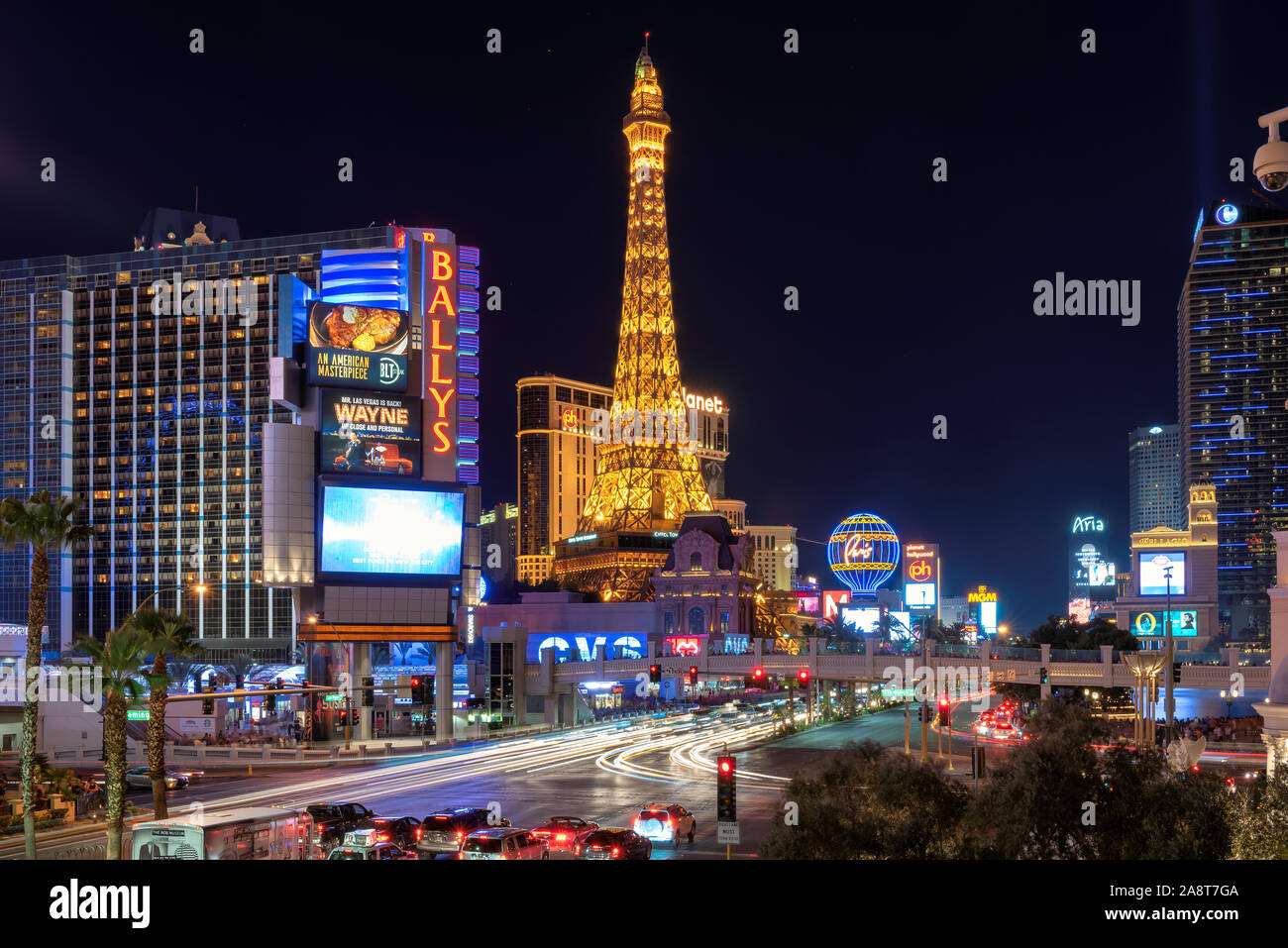 Las Vegas strip in Nevada as seen at night Stock Photo