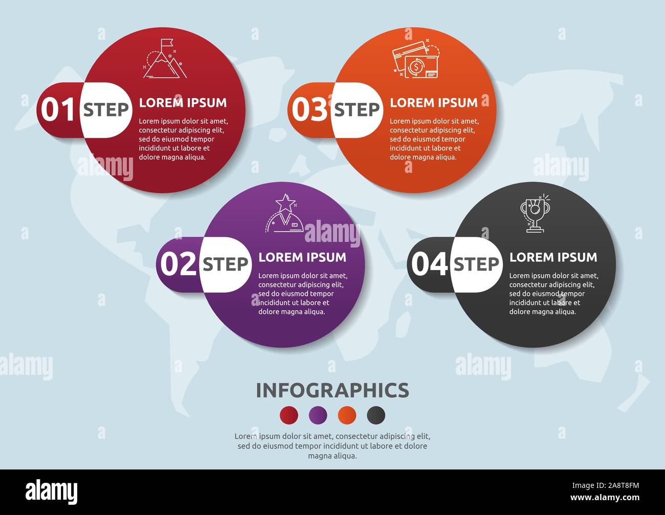 Vector flat template circle infographics. Business concept with 4 ...