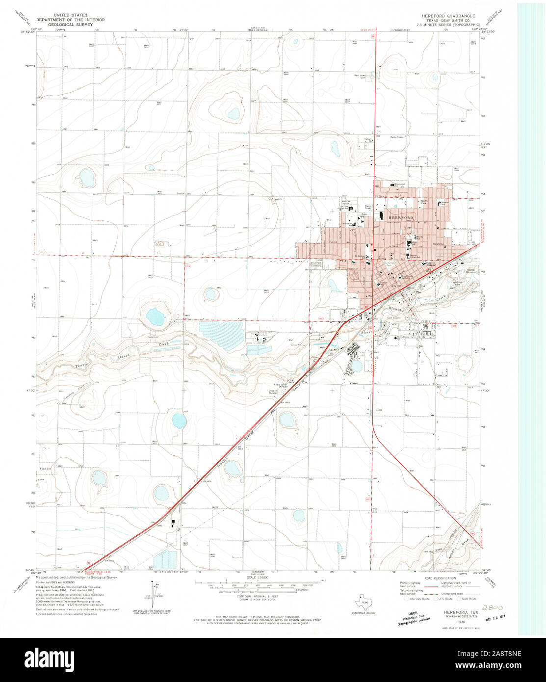 Usgs Topo Map Texas Tx Hereford 110709 1970 24000 Restoration 2A8T8NE 