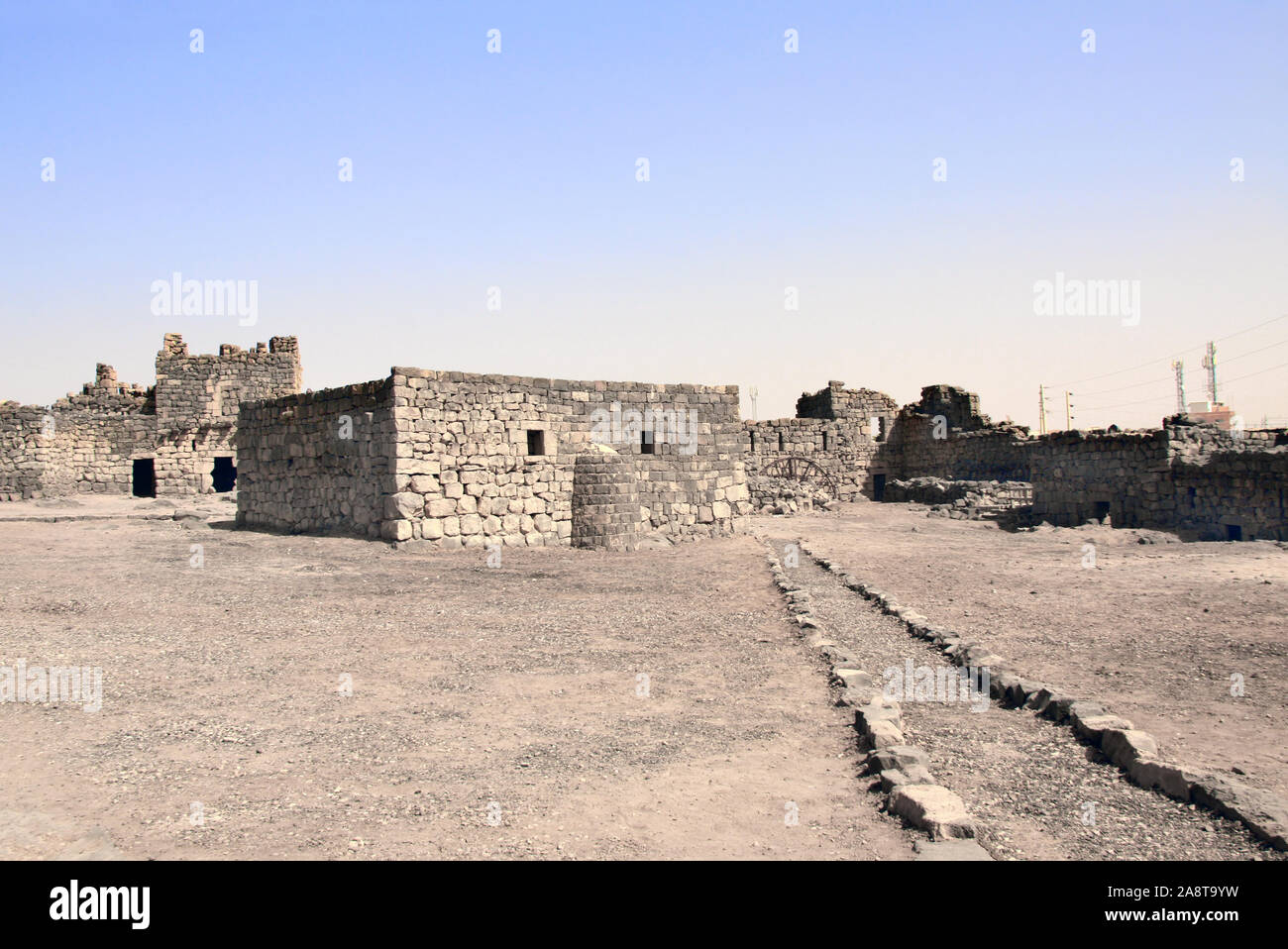 Courtyard of Qasr al-Azraq (is one of the Desert castles) - medieval fort where Thomas Edward Lawrence (Lawrence of Arabia) based his operations durin Stock Photo