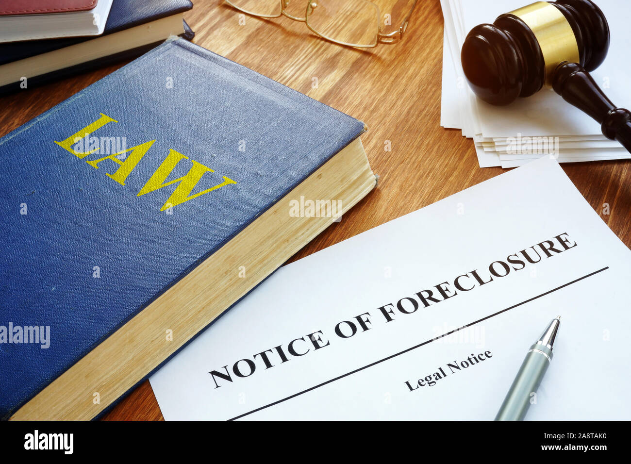 Notice of Foreclosure letter in the court. Stock Photo