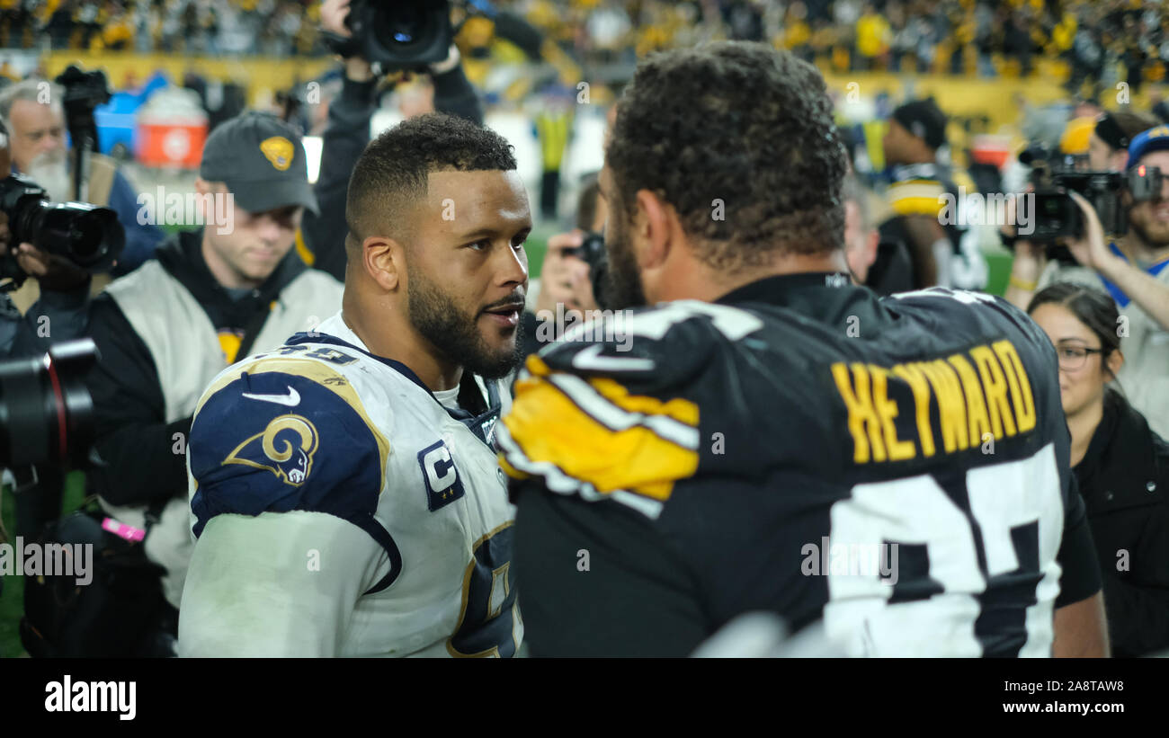 Pittsburgh, PA, USA. 10th Nov, 2019. Aaron Donald #99 (DT) during the Pittsburgh Steelers vs Los Angeles Rams at Heinz Field in Pittsburgh, PA. Jason Pohuski/CSM/Alamy Live News Stock Photo