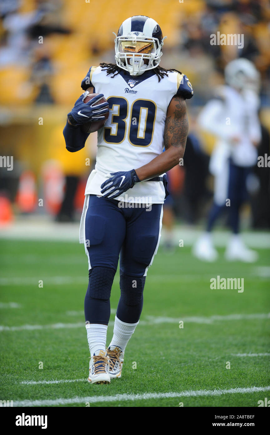 Pittsburgh, PA, USA. 10th Nov, 2019. Todd, Gurley #30 (RB) during the Pittsburgh Steelers vs Los Angeles Rams at Heinz Field in Pittsburgh, PA. Jason Pohuski/CSM/Alamy Live News Stock Photo