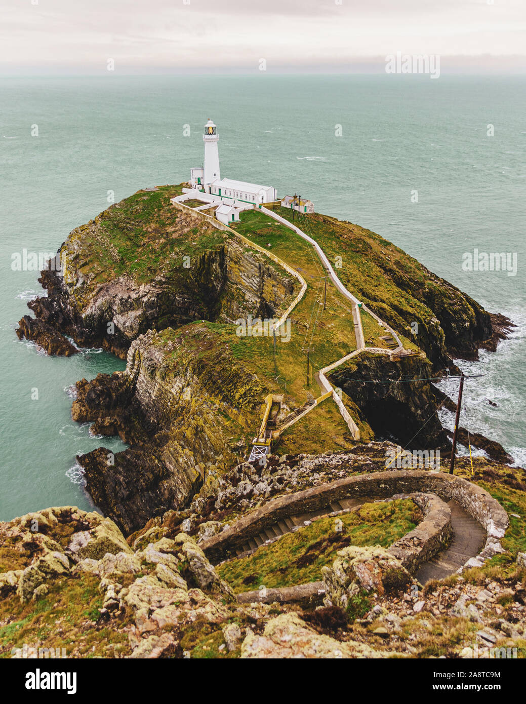 A view of South Stack Lighthouse, Wales Stock Photo