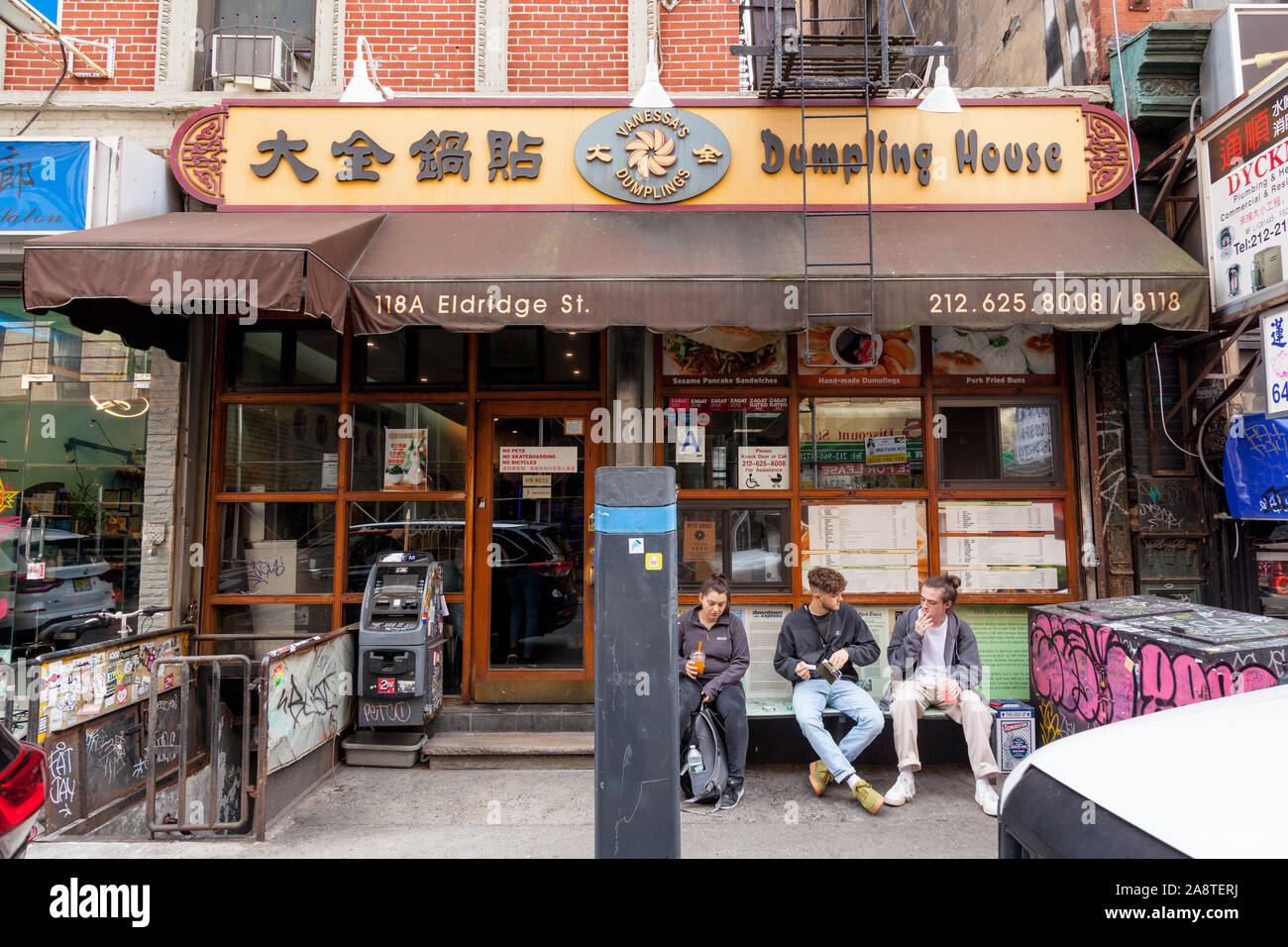Vanessa's Dumplings House 118 Eldridge St, New York City, NY , United States of America. Stock Photo