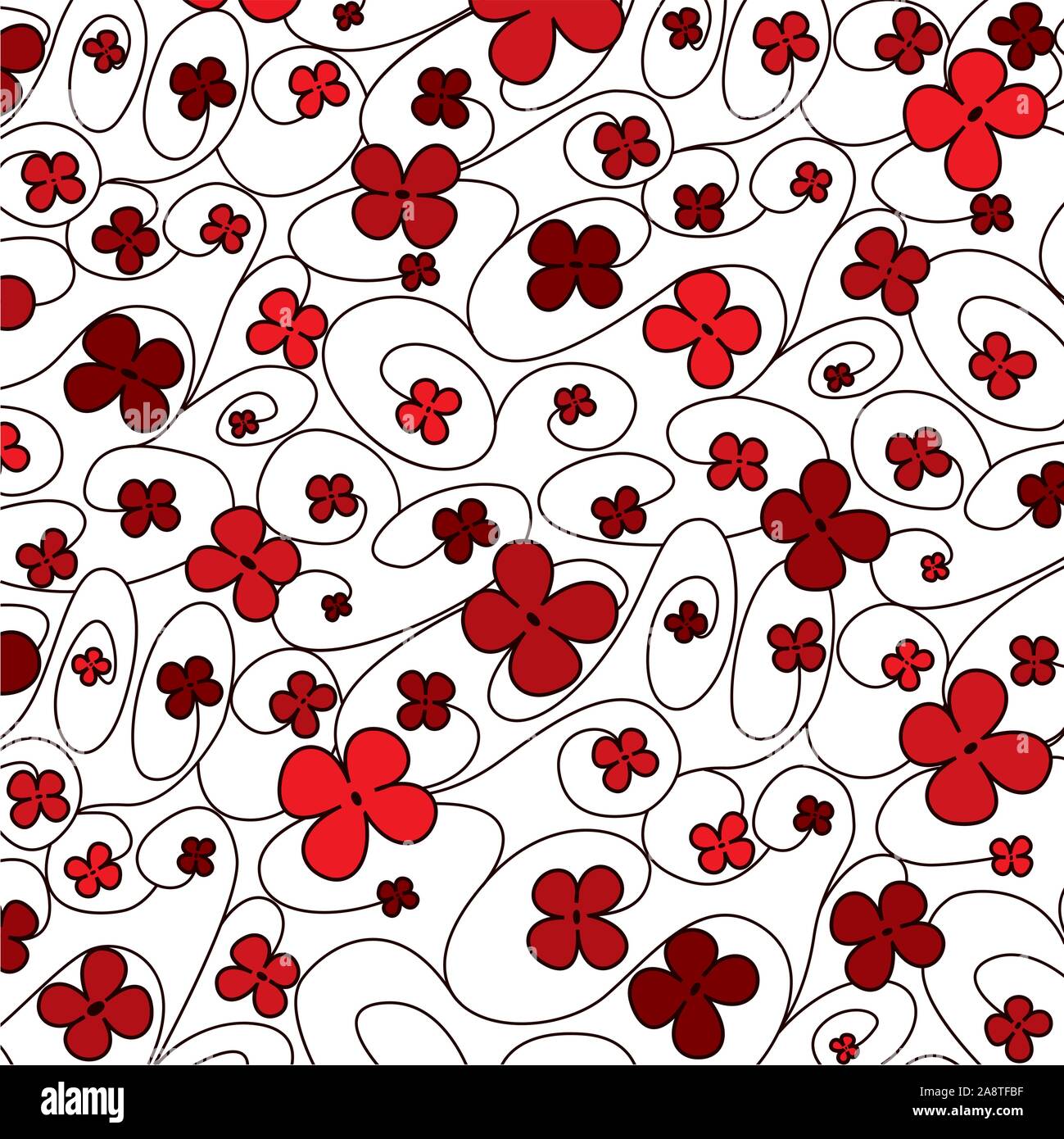 Swirly whimsical floral pattern in vector format. Stock Vector