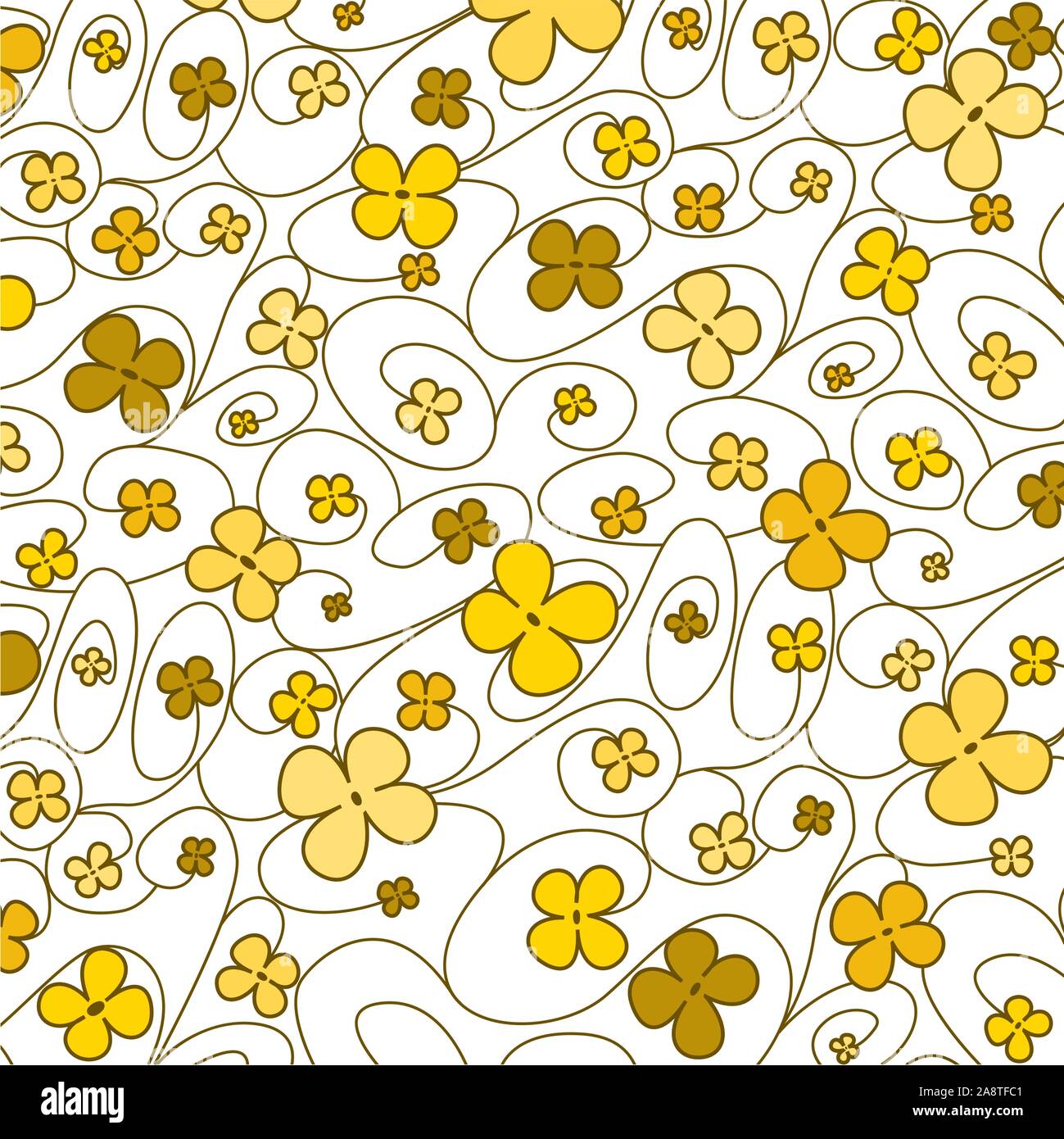 Swirly whimsical floral pattern in vector format. Stock Vector