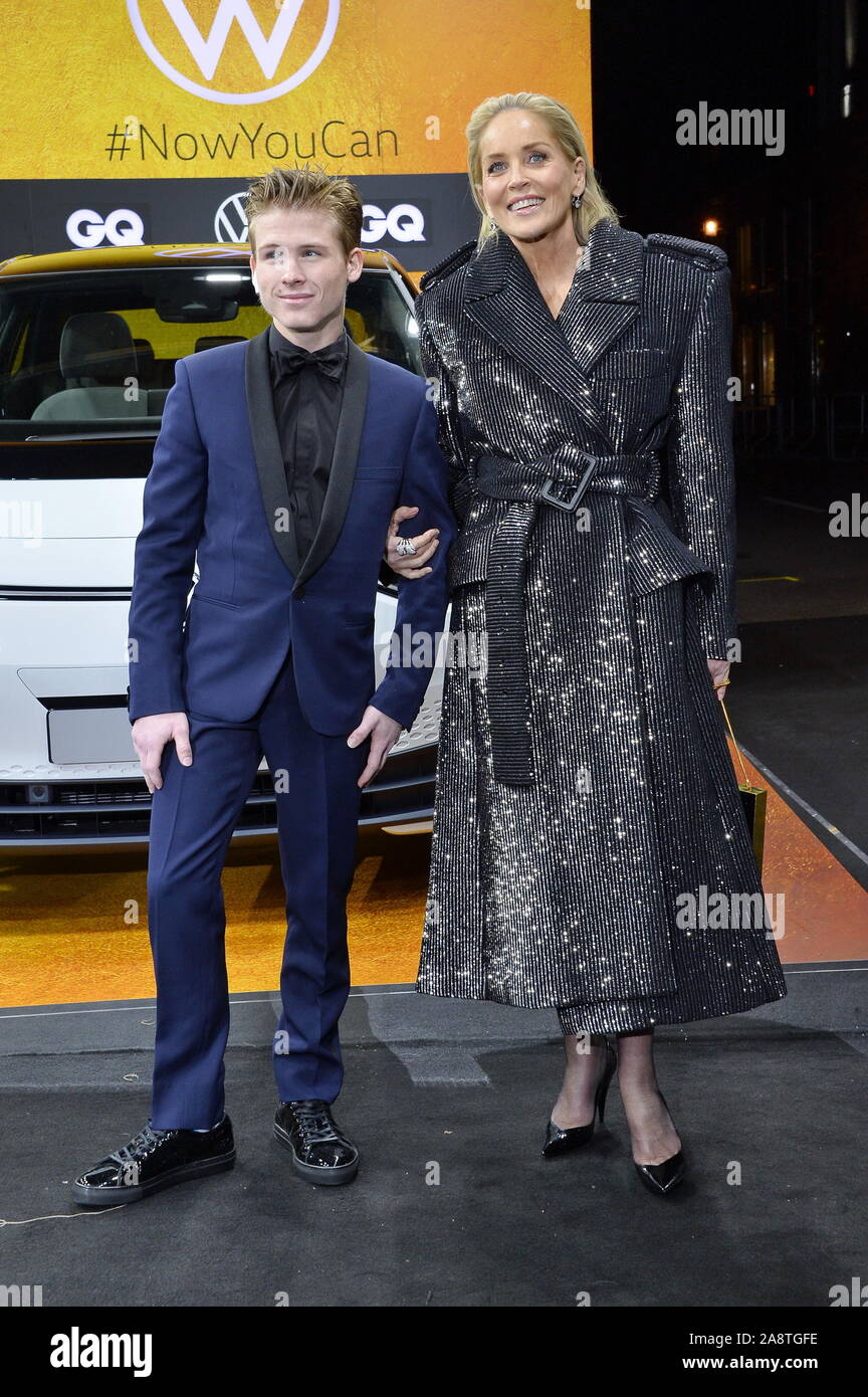 Sharon Stone with her son Roan Joseph Bronstein on arrival GQ Men