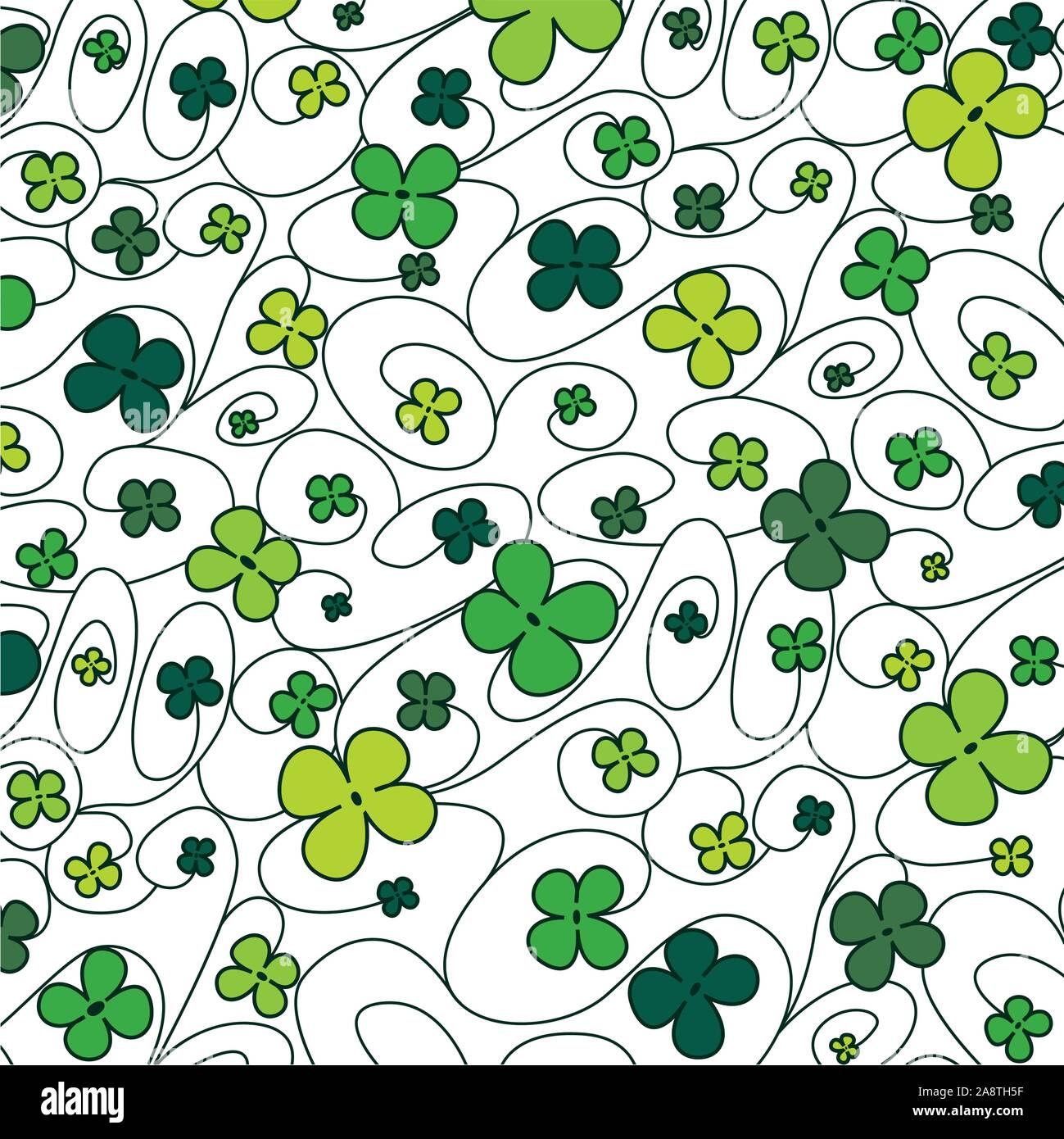 Swirly whimsical floral pattern in vector format. Stock Vector