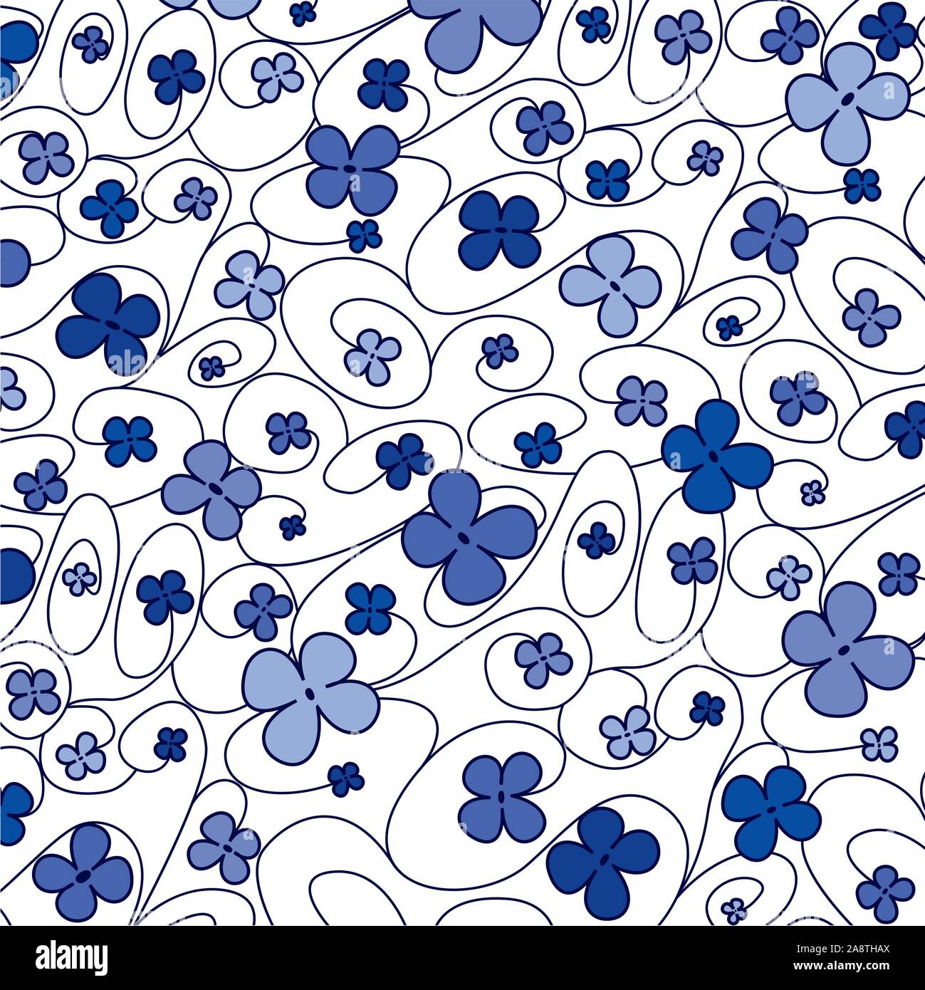 Swirly whimsical floral pattern in vector format. Stock Vector