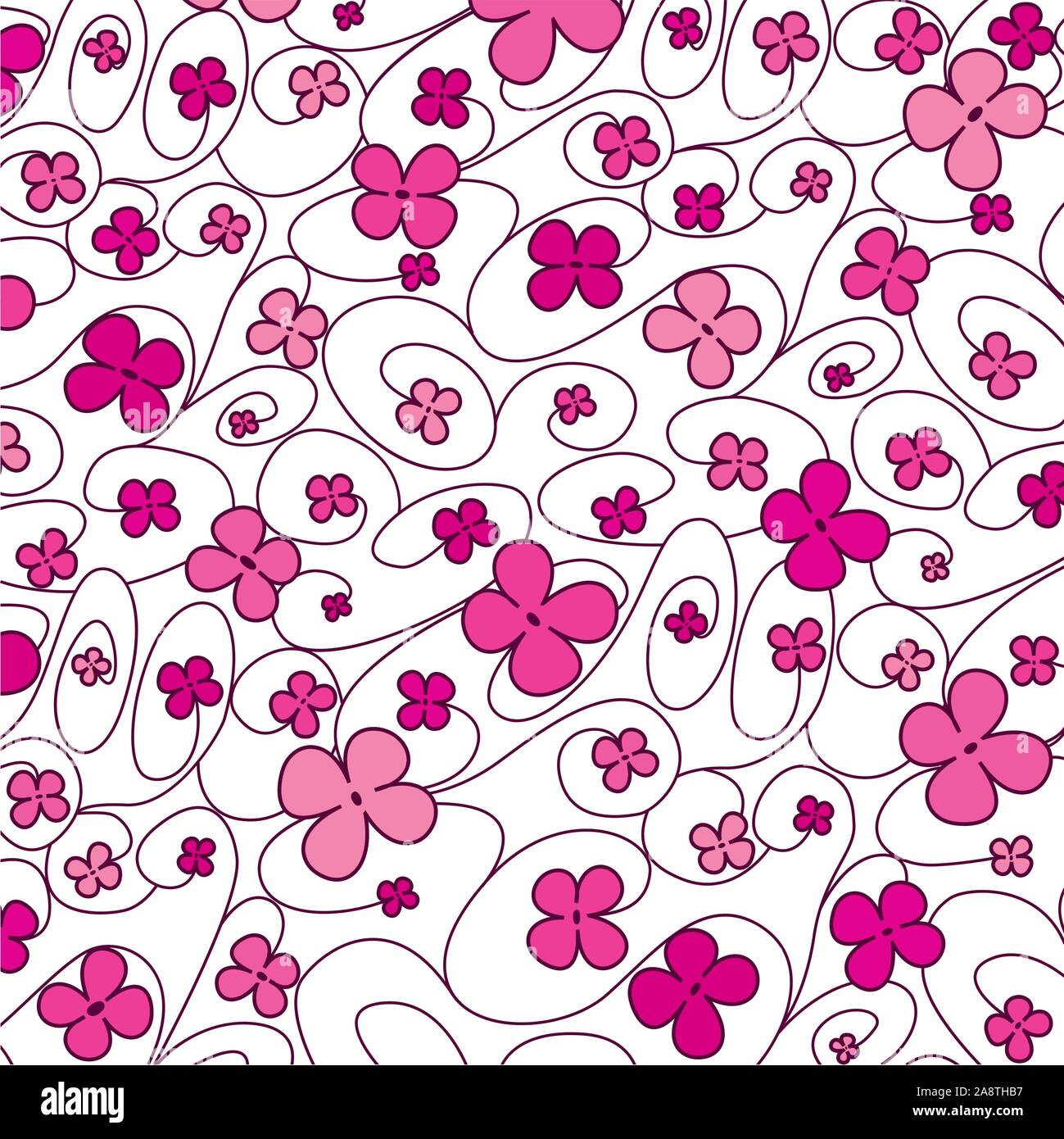 Swirly whimsical floral pattern in vector format. Stock Vector